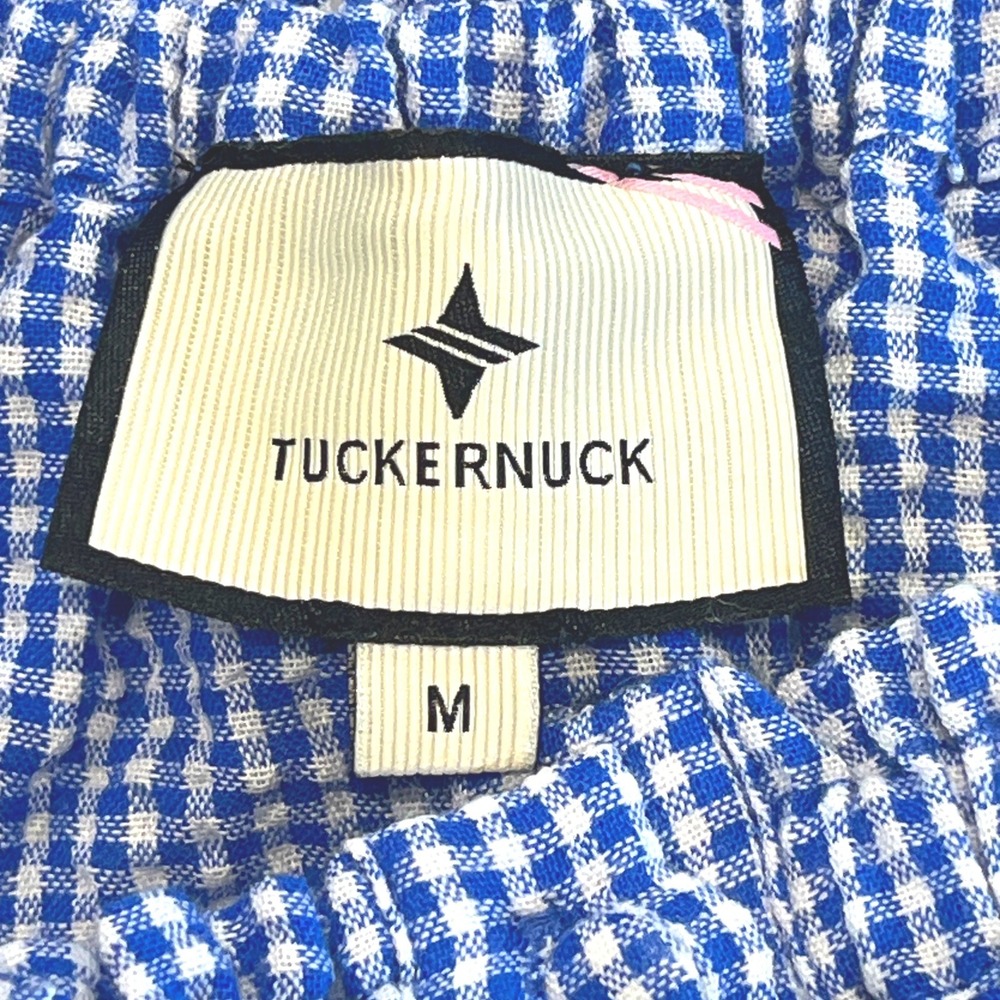 Tuckernuck Landis Maxi Dress Womens M Blue Gingham Seersucker Smocked Tiered - Picture 9 of 12